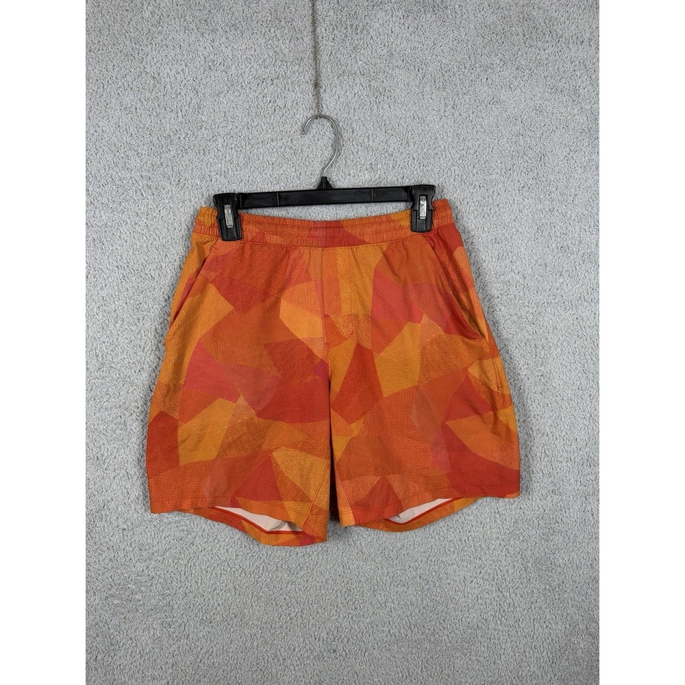 LULULEMON Orange Print Pace Breaker Shorts 7" Linerless Men's Size S